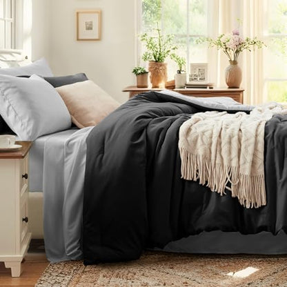 Anluoer King Size Comforter Set, 7 Piece Bed in a Bag King Bedding Sets