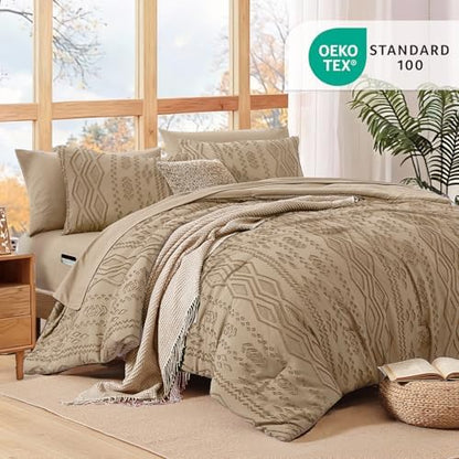 Full Size Comforter Set- 7 Pieces Tufted Bed in a Bag Full Bedding Sets