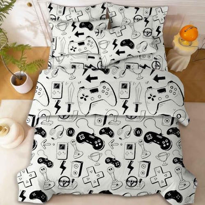 SDY 7 Piece Gamer Bedding Set Full - Cozy Gaming Comforter Sets and Gamer Bed Set for Boys, Bed in a Bag Full, Suitable for Girls and Kids