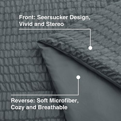 Love's cabin Seersucker Charcoal Grey California King Comforter Set