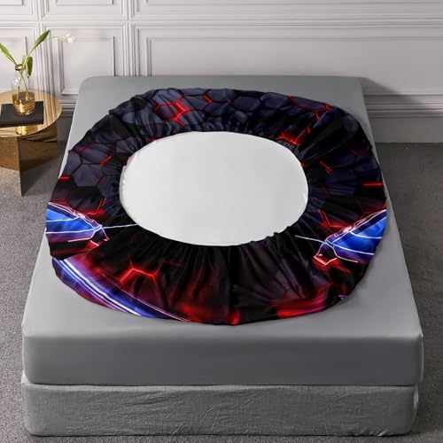 HOSIMA Kids Boys Race Car Queen Fitted Sheet,1 Fitted Sheet+2 Pillowcases.