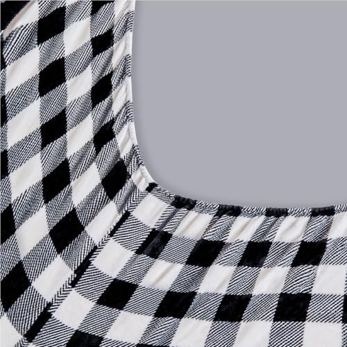 BEDELITE Plaid Flannel Sheet Set, Full Size, Black and White, 4 Pieces