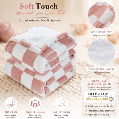 Pink Heated Blanket Electric Throw 50"X60", Heating Blanket Throw