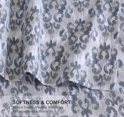 RUVANTI Flannel Sheets Set King Size, Damask