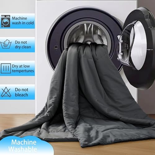 Zaizaihome Bamboo Viscose Comforter Set Queen Size 3 Pieces - Dark Grey