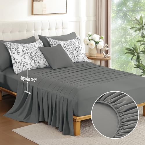 King Size Comforter Set 8 Pieces Grey Floral Bed in a Bag Comforter Sets