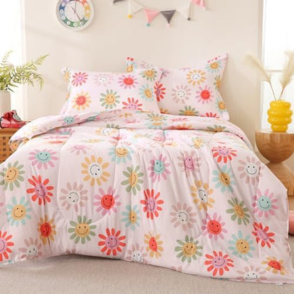 Yibeizi Floral Comforter Set Girls Full Size Cute Patterned Bedding