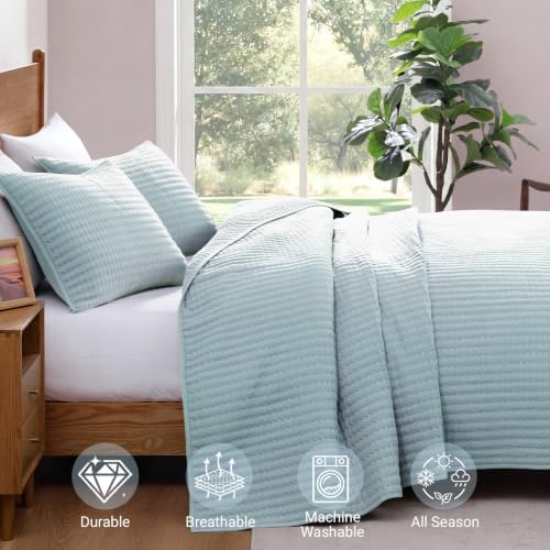WRENSONGE Twin Quilt-Lightweight Bedspreads Sky Blue Twin Quilt Bedding Set