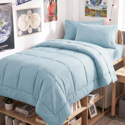 CozyLux Twin XL Comforter Set Light Blue - 5 Pieces Twin XL Bed in a Bag