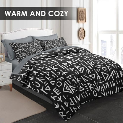 Pamnest Queen Comforter Set with Sheets, 7 Pieces Gothic Viking Bedding