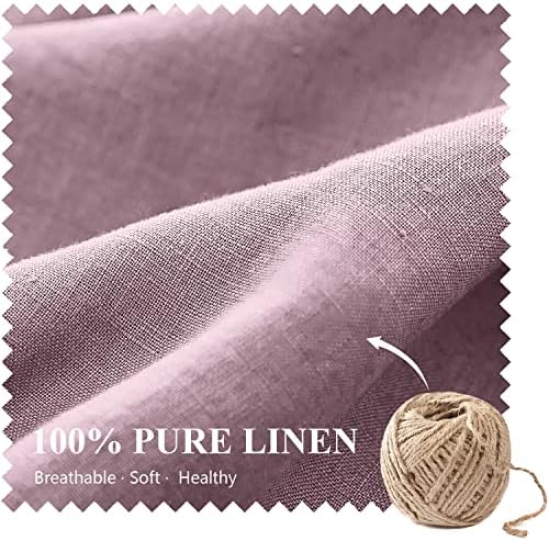 Simple&Opulence 100% Linen Lumbar Pillow Cover 12 x 20 Inches Set of 2 Rectangular Decorative Throw Cushion Cover for Couch Sofa Bed Living Room Office Soft Breathable Farmhouse - Purple