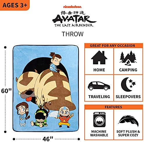 Franco Kids Bedding Soft Plush Micro Raschel Throw, 46 in x 60 in, Avatar The Last Airbender