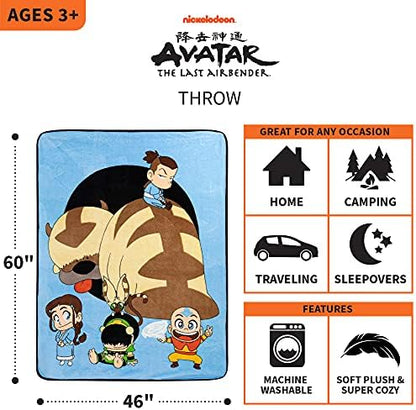 Franco Kids Bedding Soft Plush Micro Raschel Throw, 46 in x 60 in, Avatar The Last Airbender