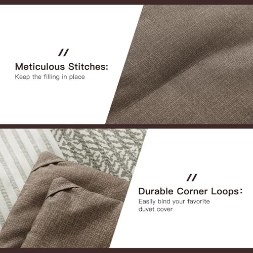 Litanika Coffee Oversized King Comforter Set - 3 Pieces Stripe Bed Set