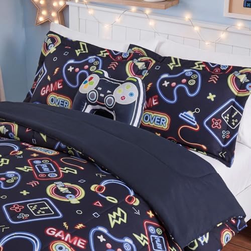 Boys Full Size Bedding Set -4 Pieces Gamer Bedding Full Size Comforter Sets