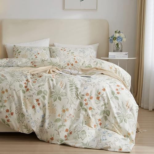 Botanical Floral Comforter Set Twin XL Garden Style Girls Flower Comforter Fluffy Aesthetic Floral Bedding Set Lightweight Cottagecore Comforter with 2 Pillowcases All Season Twin XL Comforter Set