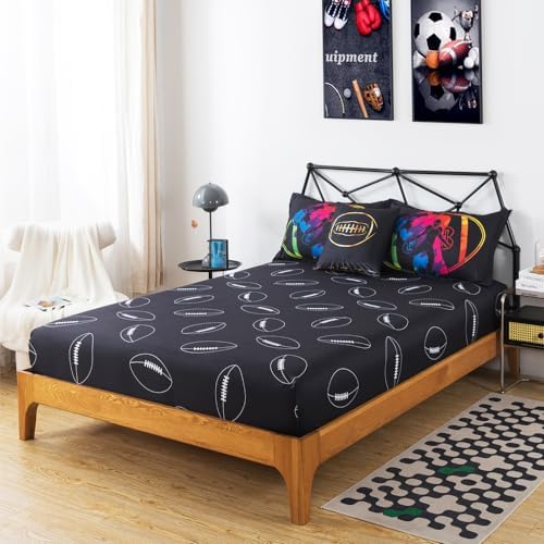 ADASMILE A & S 6 Piece Sports Bedding Twin for Boys Football Comforter Set