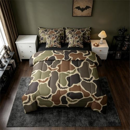 Erosebridal Bat Halloween Camo 7 Piece Bedding Set Full