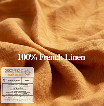 Simple&Opulence 100% Washed Linen Euro Shams 26'' x 26'' Pack of 2, Basic Style Solid Color Natural Flax Farmhouse Decorative Square Throw Pillow Covers for Bed Couch Sofa - Rust