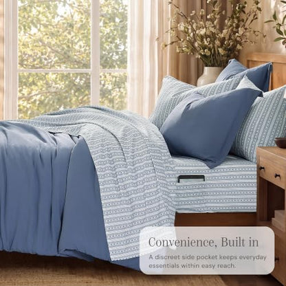 King Comforter Set with Sheets-7 Pieces Soft Recycled Bed in a Bag Bedding