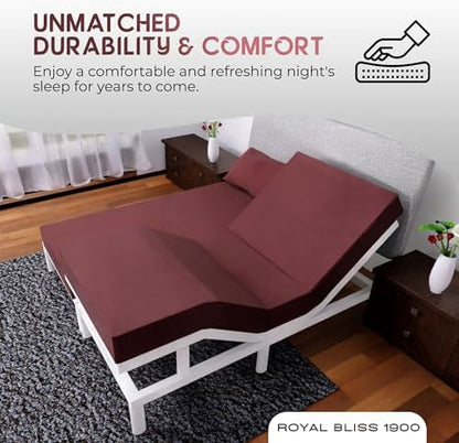 Split King Sheets Set with 2 Twin XL Fitted Sheet - 5 Piece Bedding - Wrinkle Free, Fade Resistant, Double Brushed Microfiber - Deep Pockets/Easy Fit (Burgundy)