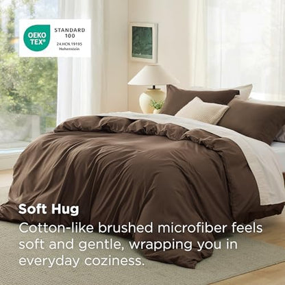 Bedsure Duvet Cover Full Size, 3Pcs Double Brushed Bedding Set, Dark Brown