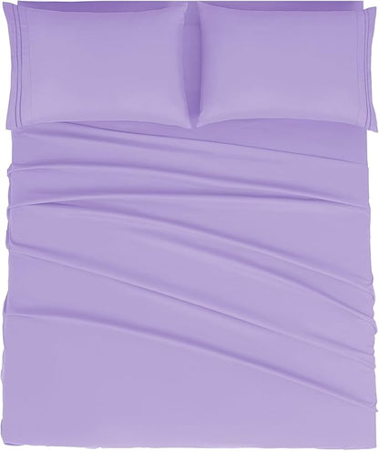 Mejoroom Full Size Sheet Set - Extra Soft Luxury Brushed Microfiber - 1800 Bedding Sheets with 16 Inch Deep Pocket - Breathable, Wrinkle, Fade & Stain Resistant - 4 Piece (Full,Violet)