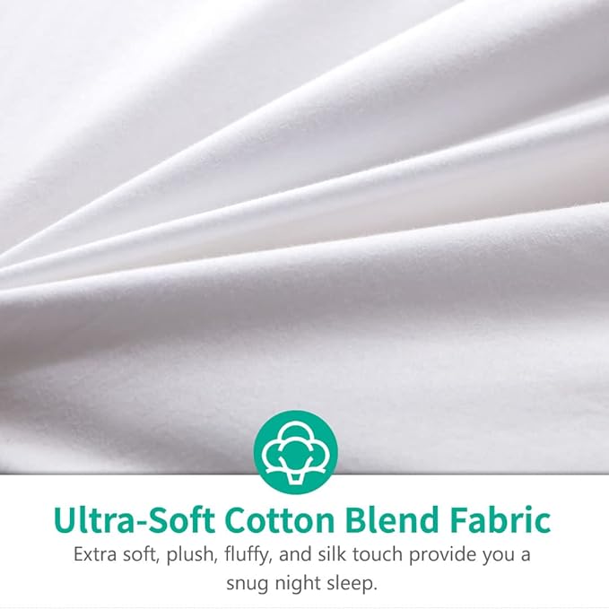 APSMILE Luxury All Season Down Feather Fibers Comforter Full/Queen Size Duvet Insert - 100% Organic Cotton, High Fill Power Medium Warmth, (Ivory White, 90X90)