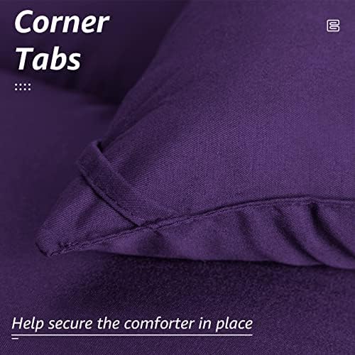 HYLEORY All Season Full Size Bed Comforter - Cooling Down Alternative Quilted Duvet Insert with Corner Tabs - Winter Warm - Machine Washable - Purple