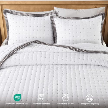 WDCOZY Cloud Soft Quilt Set, King Size, White Trim, 3 Pieces 104x90 inches
