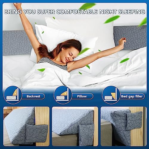 Patent Twin Size (39"x10"x6") Bed Wedge Pillow Headboard Pillow Mattress Wedge Triangle Pillow Long Bolster Pillow Bed Gap Filler (0-7") Mattress Gap Filler Between Your Headboard and Mattress