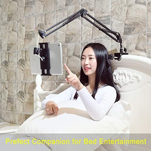 SAMHOUSING Tablet Stand for Bed,360 Degree Rotating Bed Tablet Mount Holder Stand with Aluminum Arm for iPad,iPhoneXS,N-Switch, Amazon Kindle Fire,or Other 4.7~12.9 inch-Screen Devices