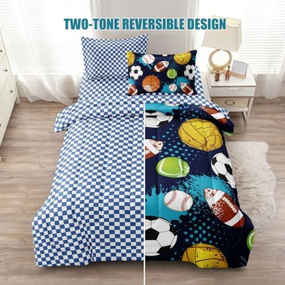 Kids Boys Sports Bedding Set Twin Bed in a Bag