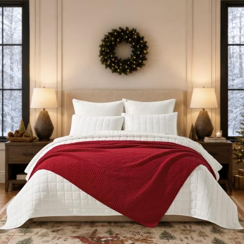 EVERGRACEHOME Chunky Chenille Knit Throw Blanket, 60 x 80, Classic Red