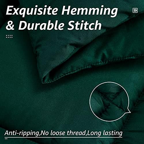 HYLEORY All Season Twin Size Bed Comforter - Cooling Goose Down Alternative Quilted Duvet Insert with Corner Tabs - Winter Warm - Machine Washable - Emerald Green