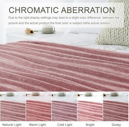 Chenille Throw Blanket for Couch 50" x 60", Mauve