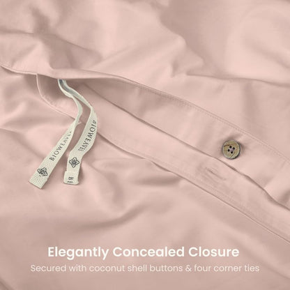 BIOWEAVES 100% Organic Cotton Twin/Twin XL Duvet Cover Set, 2-Piece, 300 Thread Count Sateen Weave GOTS Certified Comforter Cover with Buttoned Closure and 1 Pillow Sham – Dusty Rose, 66x90 inches