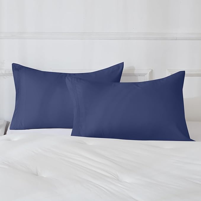 YIYEA King Size Pillow Cases Set of 4, Ultra Soft 1800TC Hotel Quality Double Brushed Microfiber Embroidered Pillowcases and Boho Pillow Covers, Envelope Closure, Fade Resistant (20"x36")