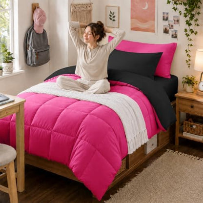Anluoer Twin Comforter Set, 5 Piece Bed in a Bag Twin Bedding Sets
