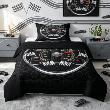 Feelyou Speed Sports Car Comforter Set Twin Size for Boys Girls