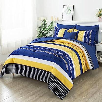 Anibedding Comforter Set California King Size,Striped Bed in a Bag,