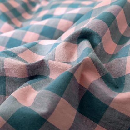 LifeTB Twin XL Comforter Set Purple Pink Plaid Bedding Comforter with 2 Pillowcases Geometric Checkered Pattern Comforter Set for All Season Fluffy Soft Lightweight Bedding Comforter Twin XL Size