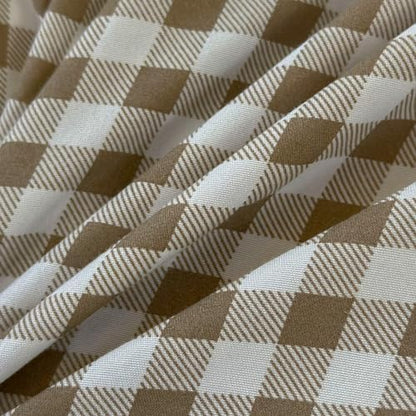 NSNLGSGC Tan Gingham Grid King Size Duvet Cover Set