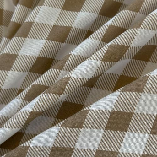 NSNLGSGC Tan Gingham Grid Twin Size Duvet Cover Set