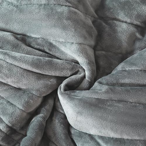 HoneiLife Velvet Quilt Sets Queen - Lightweight Bedspreads 3-Pieces, Wavy Coverlets Rustic Bed Cover Queen Quilt Bedding Sets for All Season Use, Grey