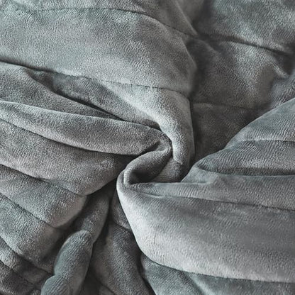 HoneiLife Velvet Quilt Sets Queen - Lightweight Bedspreads 3-Pieces, Wavy Coverlets Rustic Bed Cover Queen Quilt Bedding Sets for All Season Use, Grey