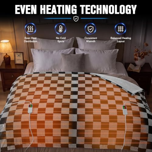Black Electric Blanket Heated King Size 90"X100" Dual Control, Diagonal