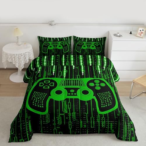 Feelyou Kids Boys Green Gaming Bedding Set Full Size