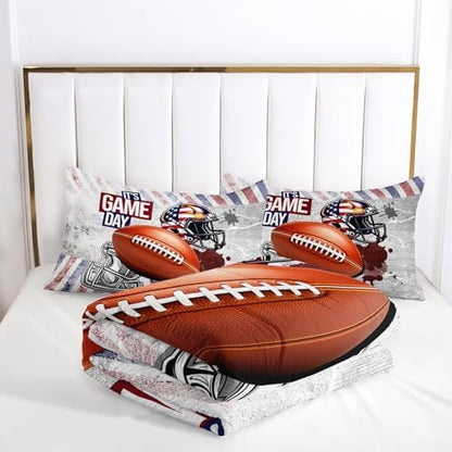 Twin Size Kids Comforter Sets Boys Football，Sport Themed Twin Size Bedding，with 1 Comforter with 2 Pillow Case