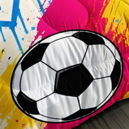BSNTHO Soccer Comforter Set Twin Size, Colorful Kids Comforter 3Pcs